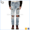 2017 Новый узор стиль 100% хлопок синий джинсовые рваные мужские джинсы оптом